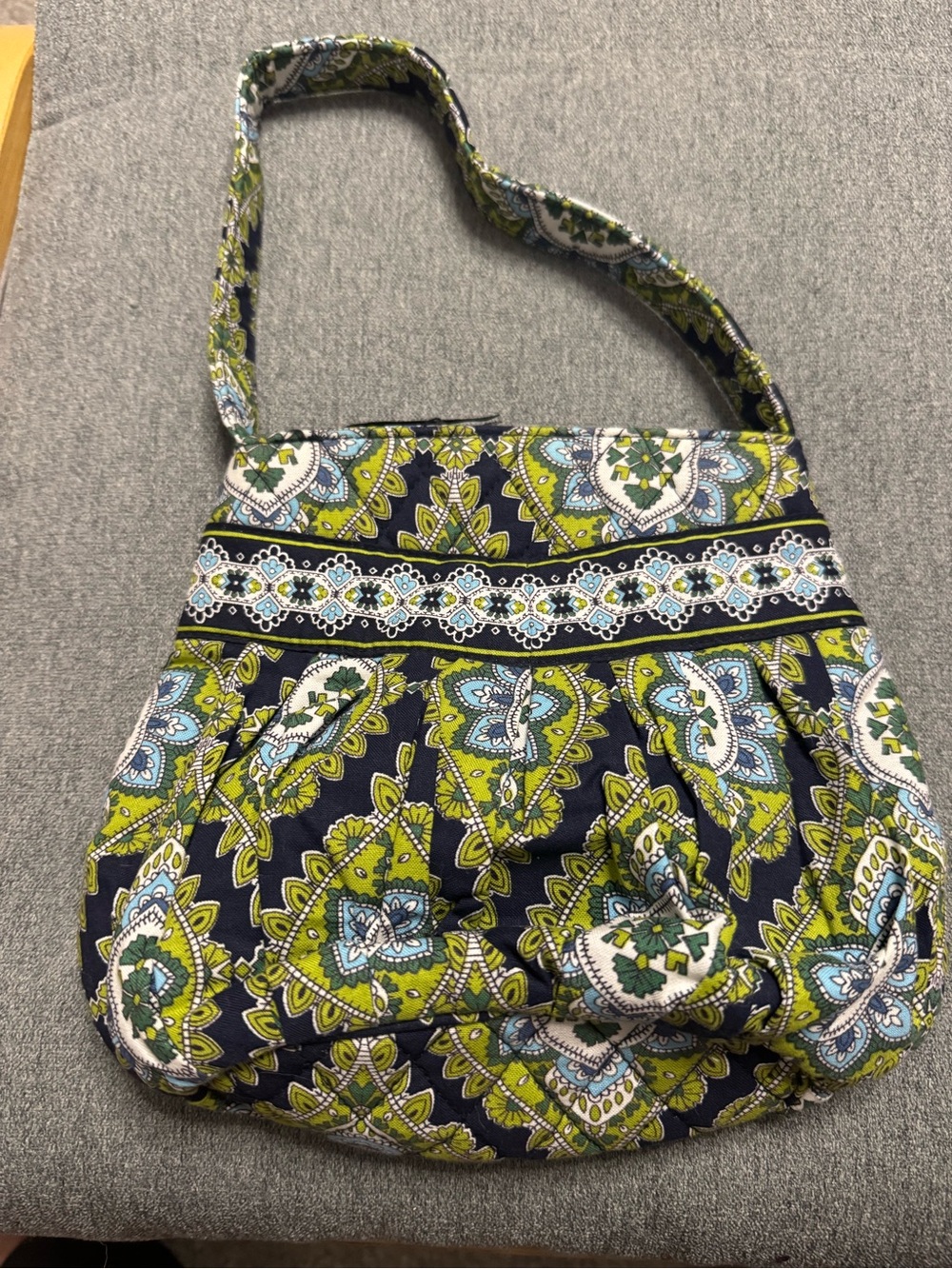 Vera Bradley Navy and Lime Green Quilted Shoulder Bag. Perfect size. NWOT